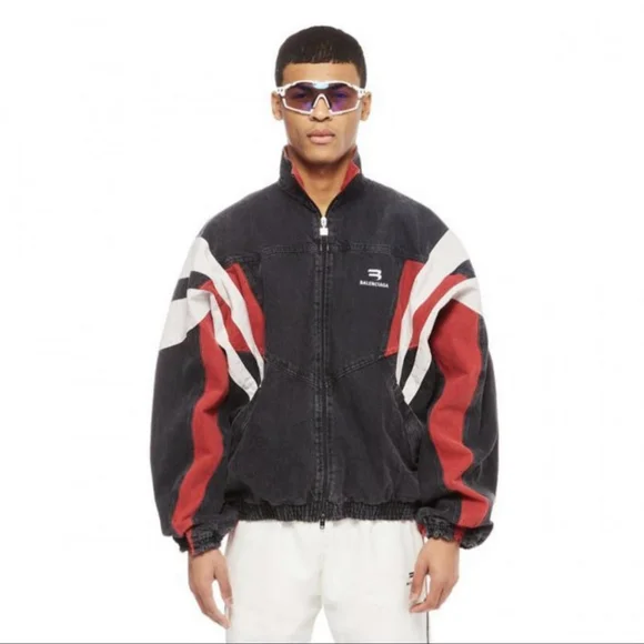 Balenciaga Sporty B SS21 Denim Track Jacket